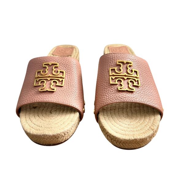 TORY BURCH Women's Britten Espadrille Smooth Leather Pink Moon Size 10 - Picture 2 of 8